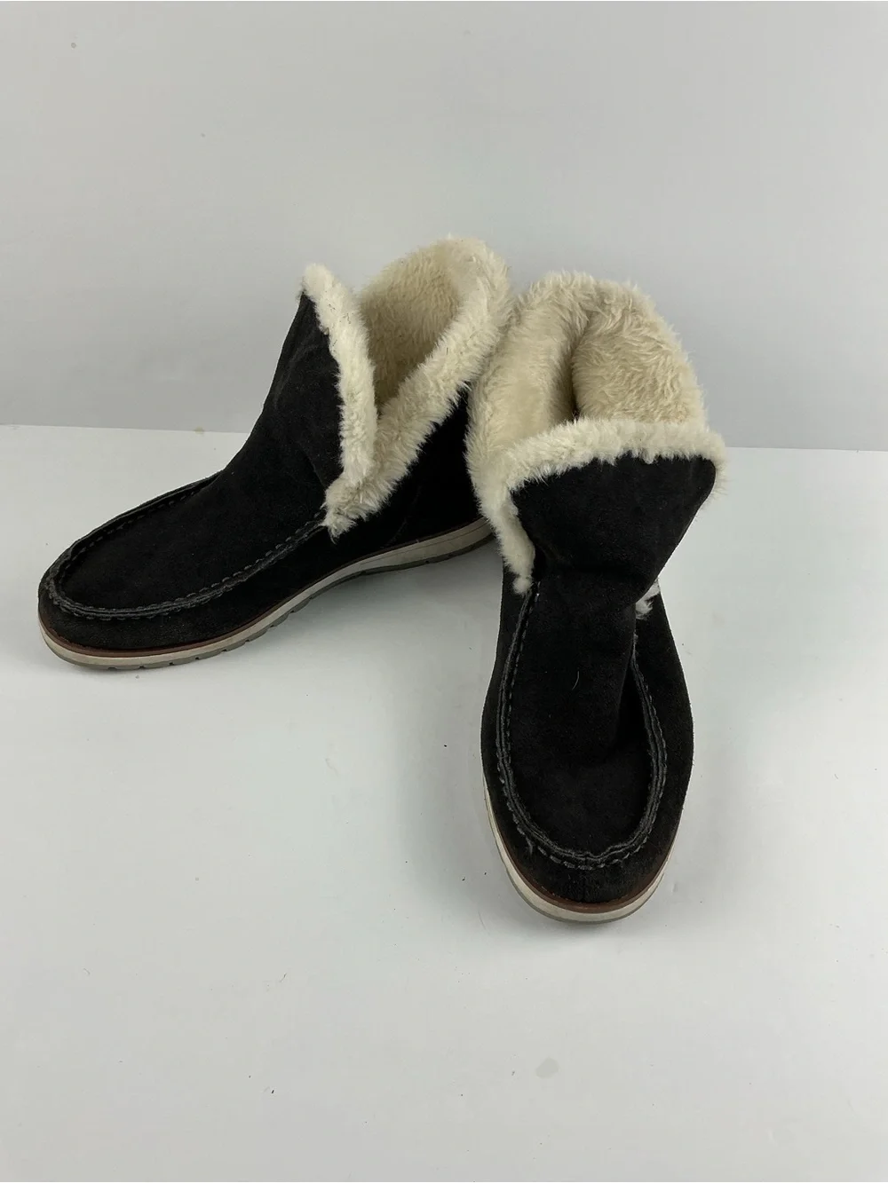 Women's Black Faux-Shearling Ankle Winter Boots